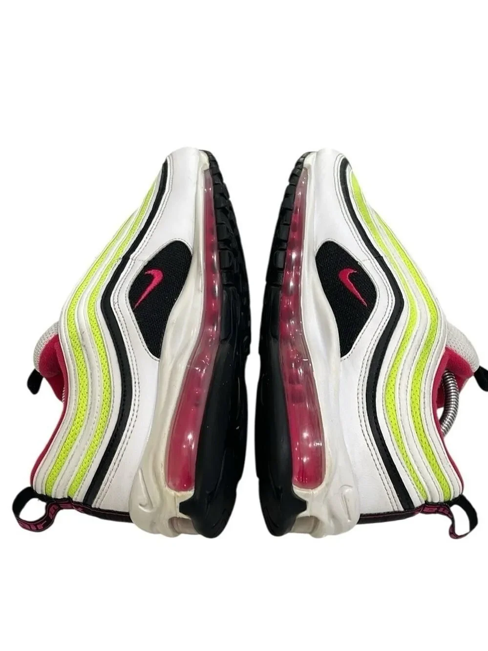 Nike Air Max 97 Men White/Volt/Pink Running Sneaker Shoes Size US 11